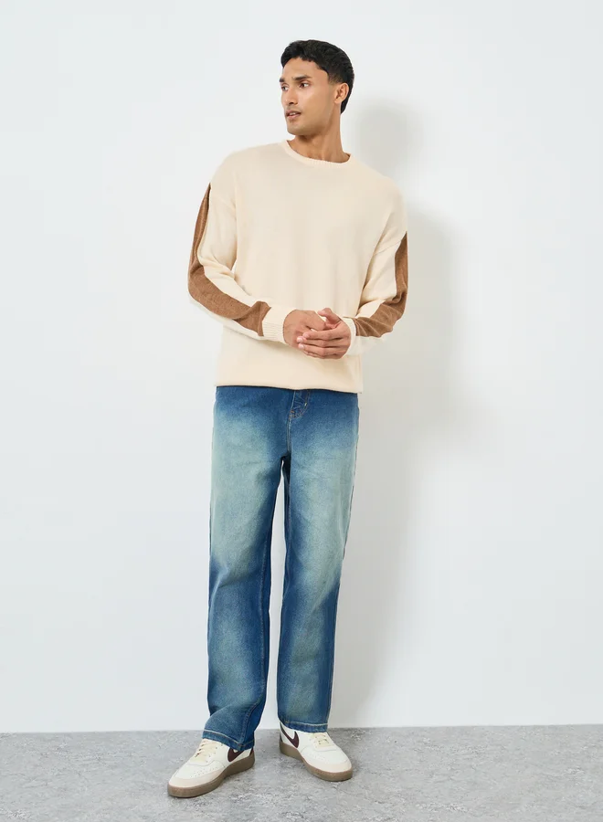 ستايلي سويتر بأكمام كتل ألوان وقصة واسعة